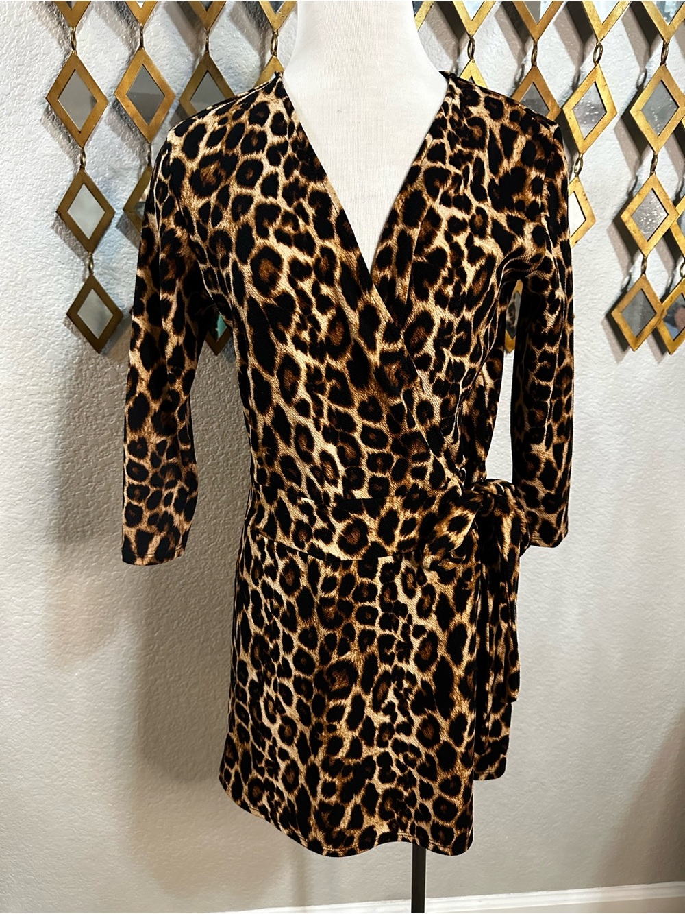 Veronica M Leopard Print Faux Wrap Romper